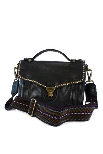 Clutch Black Leather Kura Rivets