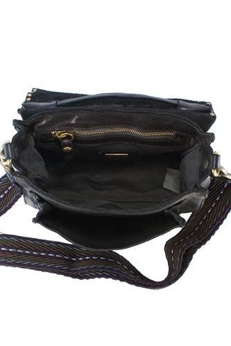Clutch Black Leather Kura Rivets