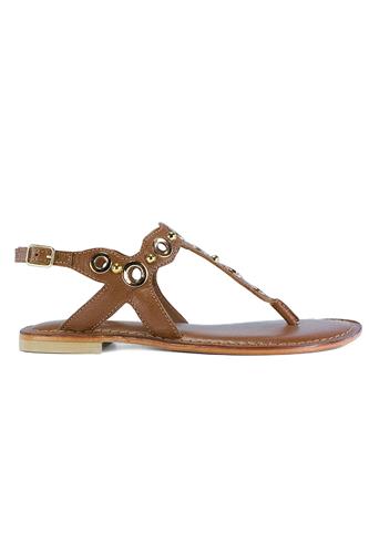 Catrin Brown Leather Rings Studs, CRISTIN