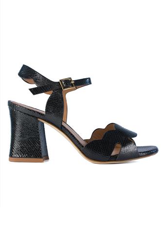 Sandal Black Laminated Leather, DUCCIO DEL DUCA