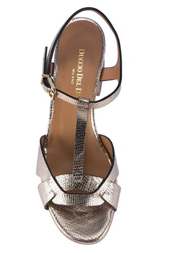 Mid Sandal Laminated Leather Cinnamon