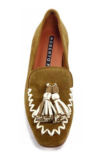 Dorina Camel Suede Straw Tassels
