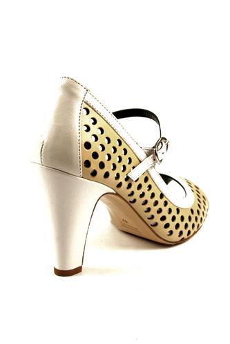 Sandal Perforated Leather Beige White