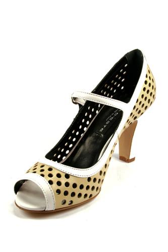 Sandal Perforated Leather Beige White