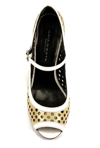 Sandal Perforated Leather Beige White