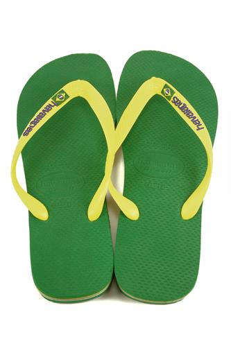 Havaianas Brasil Logo Green Yellow HAVAIANAS Flat Sandals