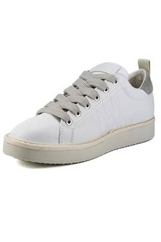 P01 Pelle Bianca Camoscio Grigio Lacci Fuxia