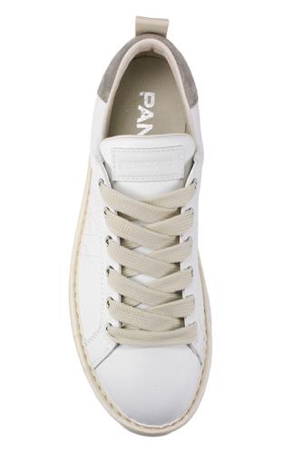 P01 Pelle Bianca Camoscio Grigio Lacci Fuxia