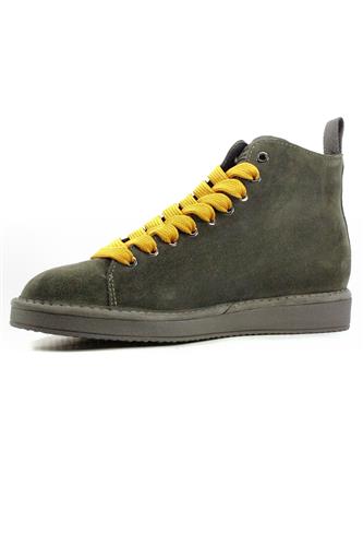 P01 Dark Grey Suede Khaki Yellow Laces