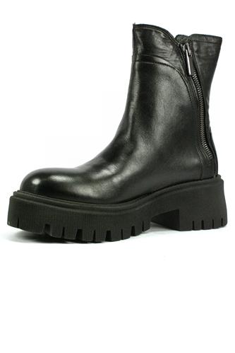 Boot Maxi Sole Double Zip Black Leather